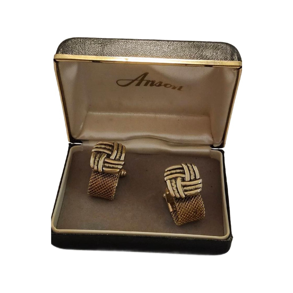 Vintage Anson Gold Mesh Cufflink Set - NOS